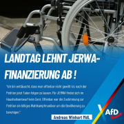 Landtag lehnt AfD-Antrag zur JERWA-Finanzierung ab