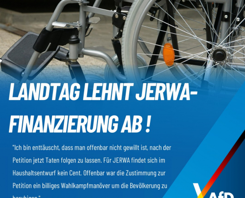 Landtag lehnt AfD-Antrag zur JERWA-Finanzierung ab
